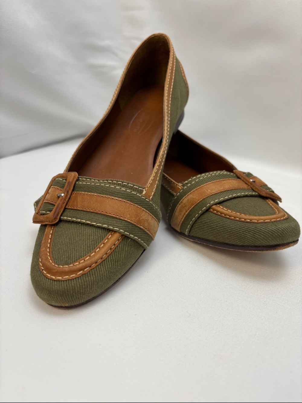 Talbots Women’s Sz6 Olive and Brown Buckle Loafers #0303 - Picture 11 of 13